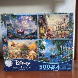 Ceaco 4-in-1 500-piece Puzzle Multipack | Disney - Thomas Kinkade